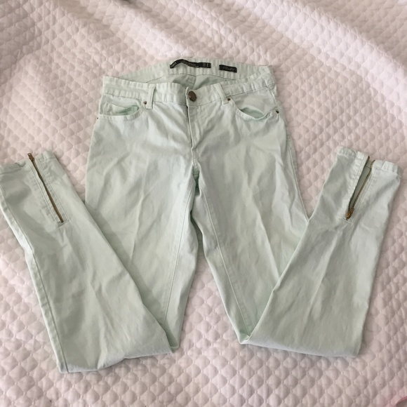 Zara Women - Light Pastel Green Slim Fit Pants - Size 6 - Picture 1 of 5